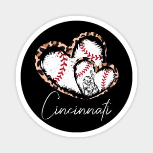 Cincinnati, Leopard Twins Hearts, Baseball, Baseball players Magnet